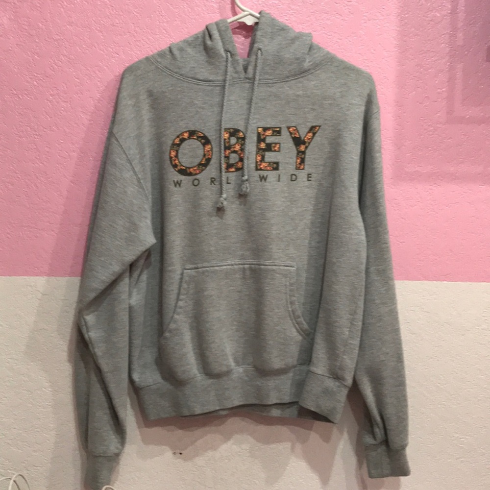 ❌❌SOLD❌❌Grey obey floral hoodie